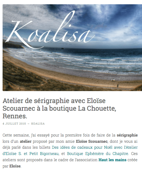 Blog Koalisa presse boutique de créateurs Chouette à Rennes